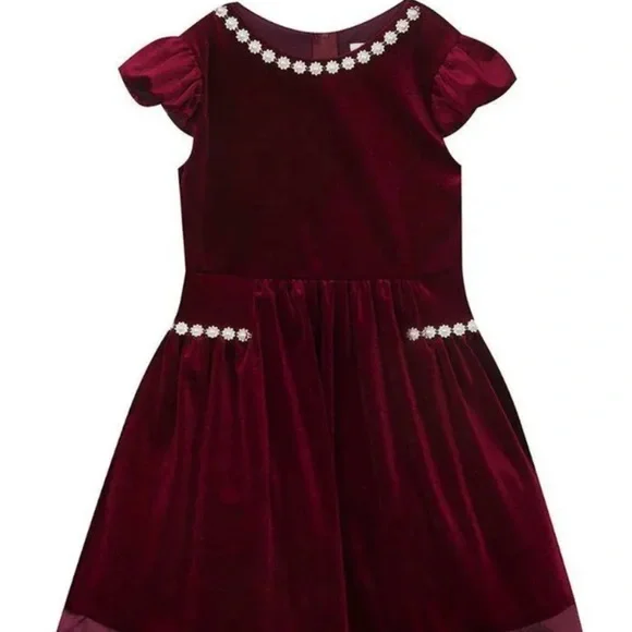 maroon holiday dress Sparkly Red Flower Girl Dress for Weddings and Christmas main image 0